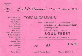 Golden Earring's Soul Weekend show ticket Voorburg October 26, 1968